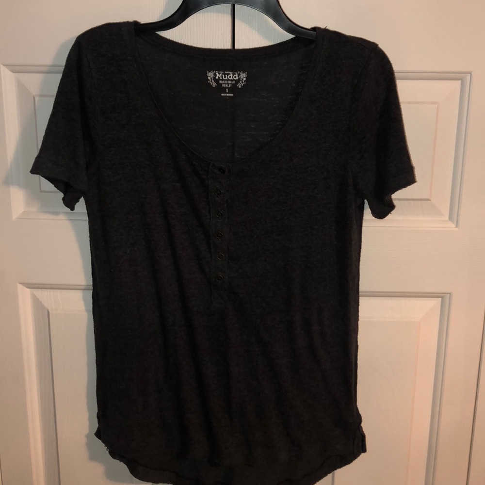Dark grey button down Henley shirt